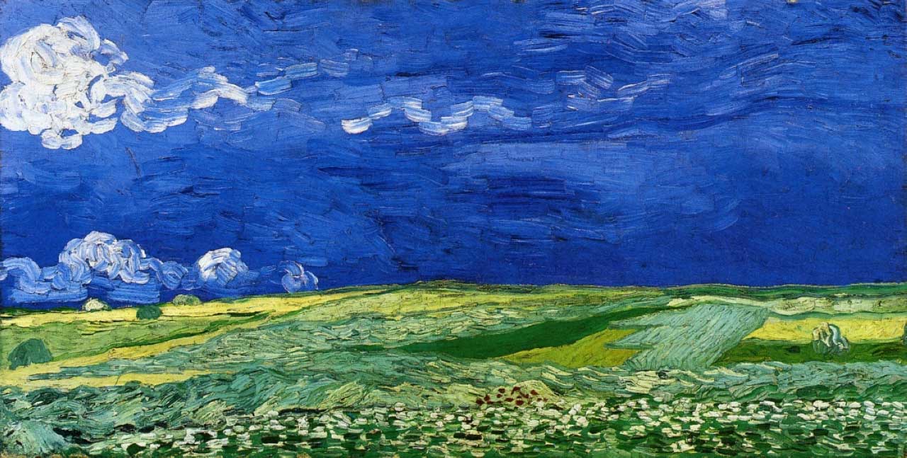 Campos de trigo bajo nubes de tormenta Vincent van Gogh Pintura al óleo